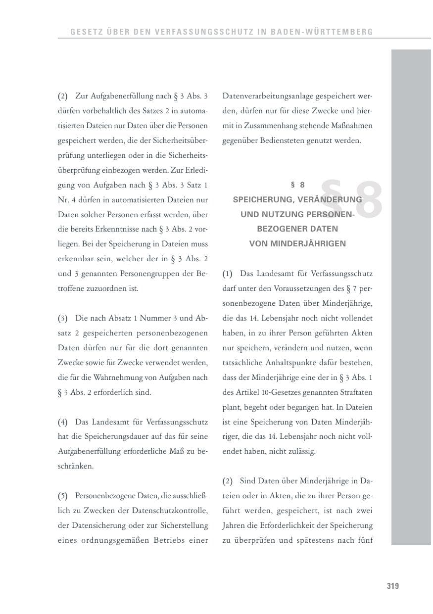 Seite 320 des Verfassungsschutzbericht 2011 Baden-Württemberg
