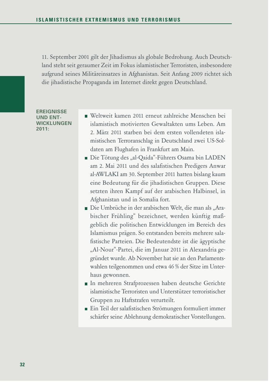 Seite 33 des Verfassungsschutzbericht 2011 Baden-Württemberg
