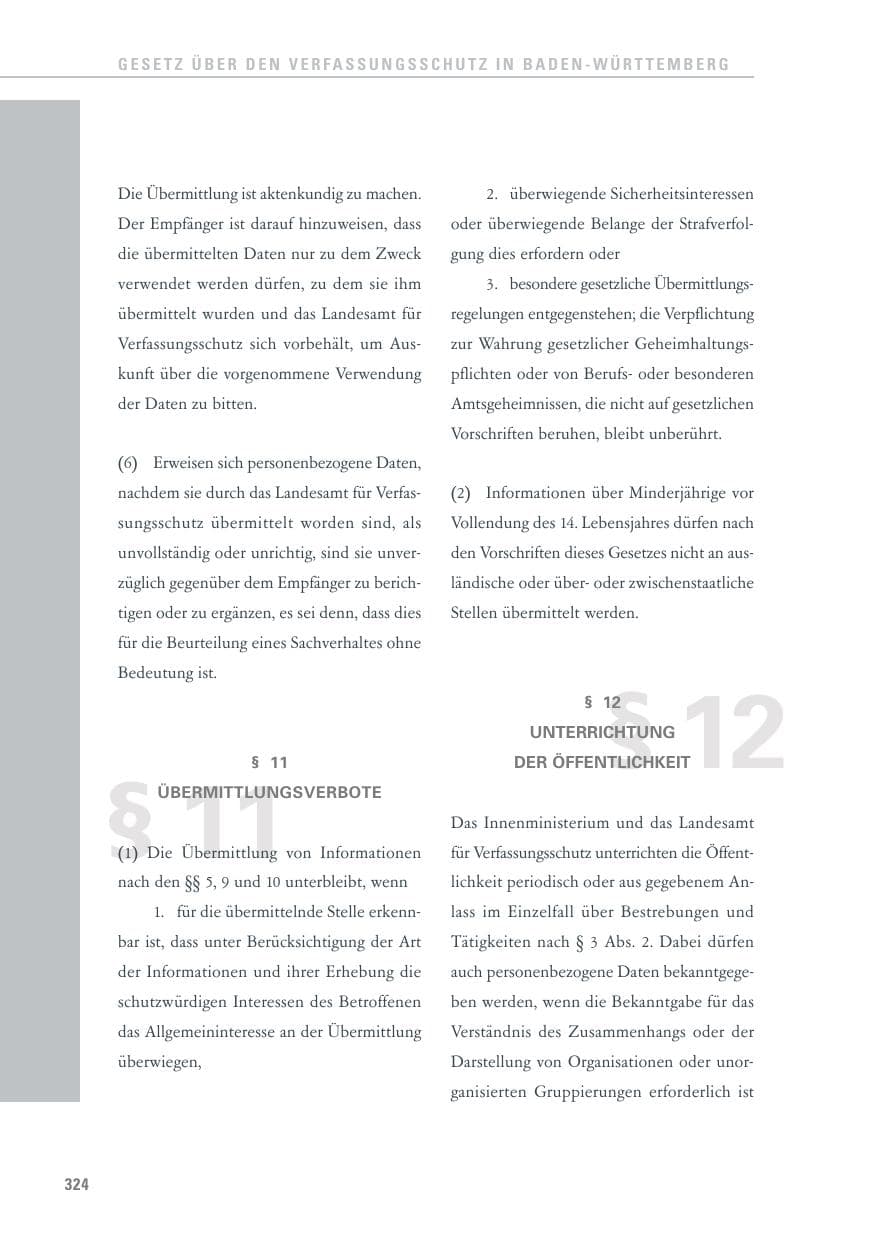 Seite 325 des Verfassungsschutzbericht 2011 Baden-Württemberg