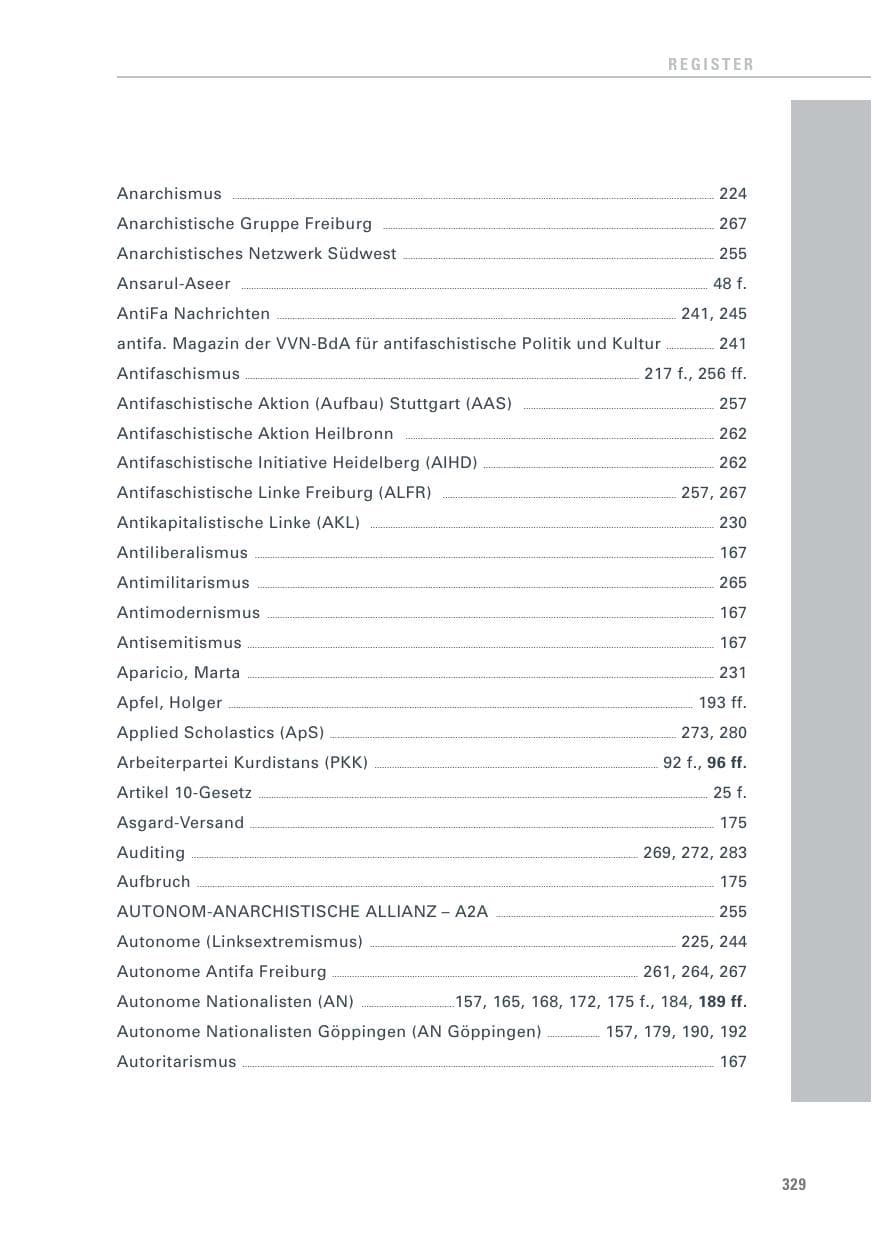 Seite 330 des Verfassungsschutzbericht 2011 Baden-Württemberg