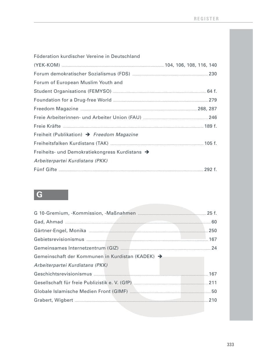Seite 334 des Verfassungsschutzbericht 2011 Baden-Württemberg