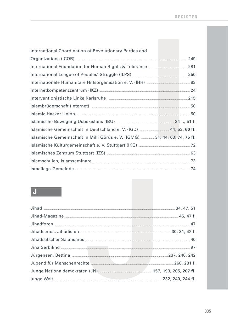 Seite 336 des Verfassungsschutzbericht 2011 Baden-Württemberg