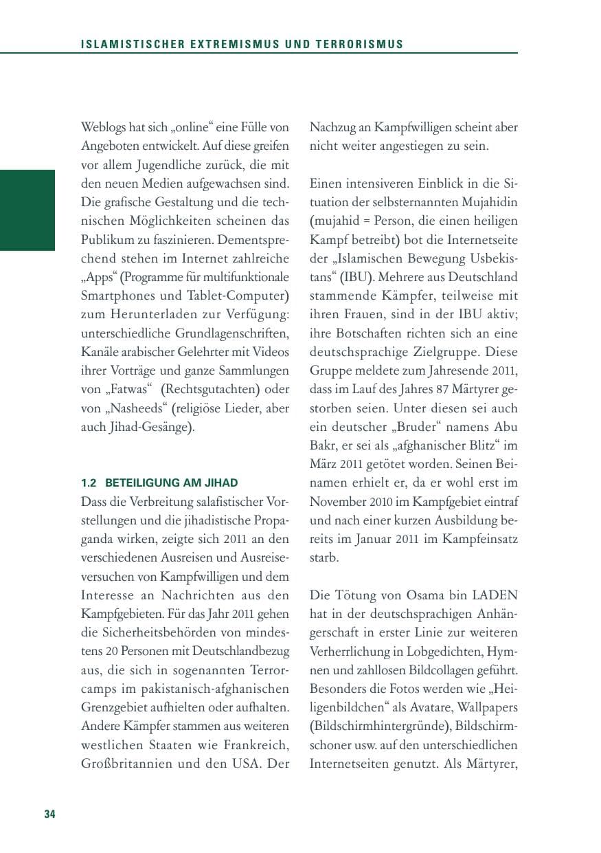 Seite 35 des Verfassungsschutzbericht 2011 Baden-Württemberg