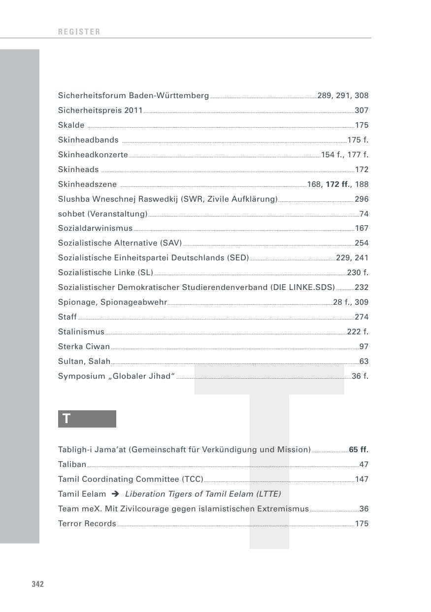 Seite 343 des Verfassungsschutzbericht 2011 Baden-Württemberg