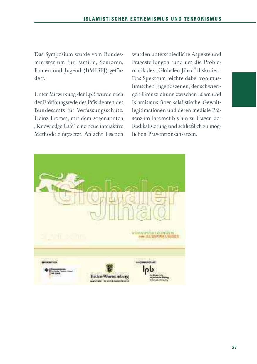 Seite 38 des Verfassungsschutzbericht 2011 Baden-Württemberg