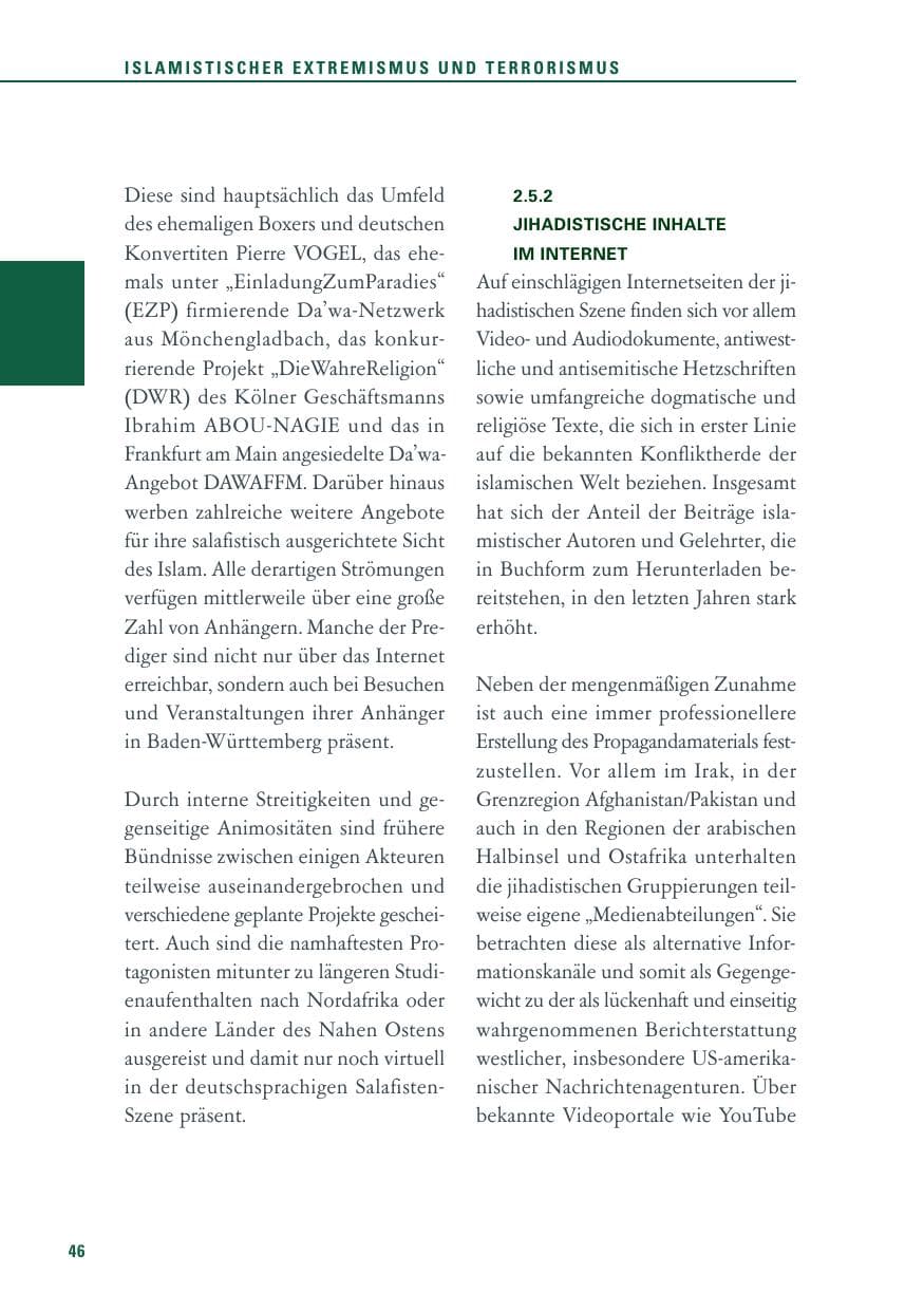 Seite 47 des Verfassungsschutzbericht 2011 Baden-Württemberg