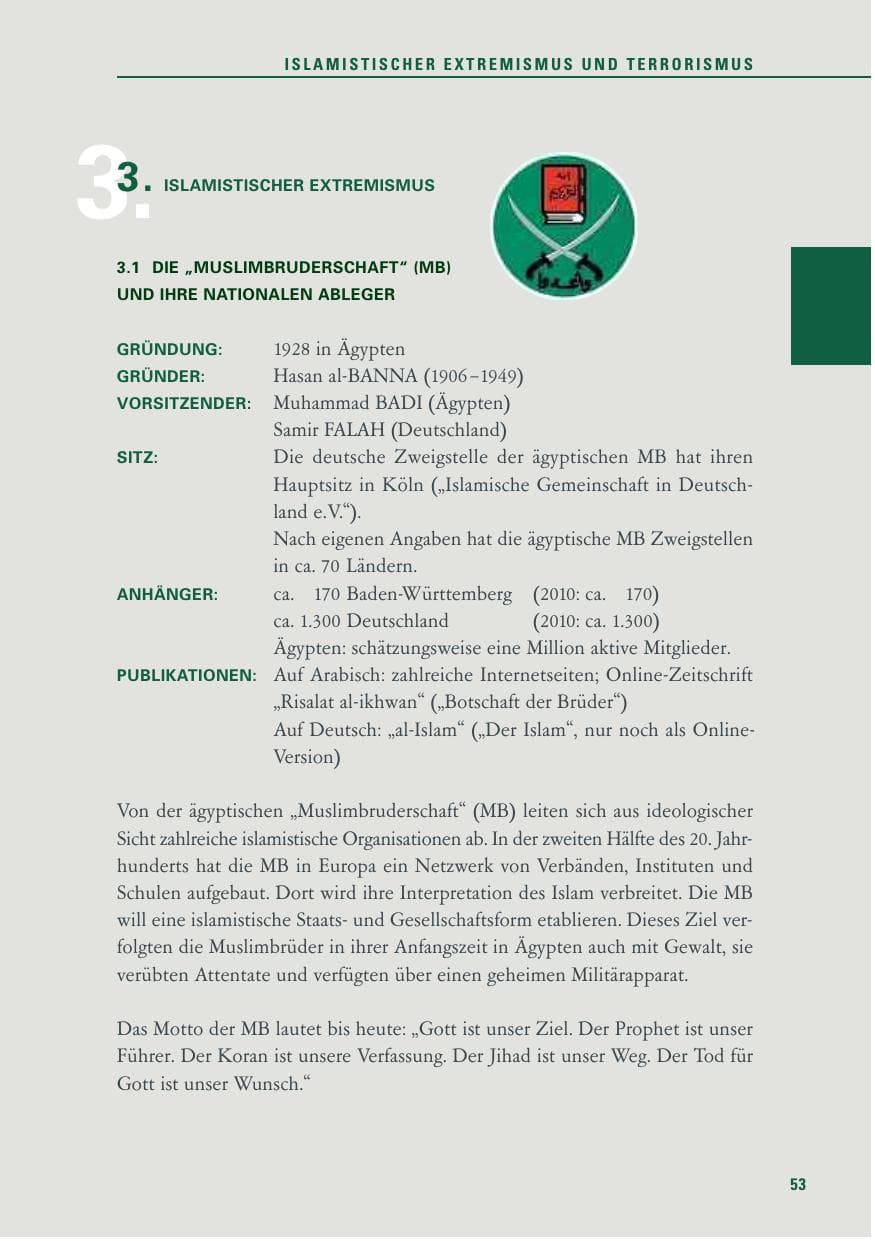Seite 54 des Verfassungsschutzbericht 2011 Baden-Württemberg