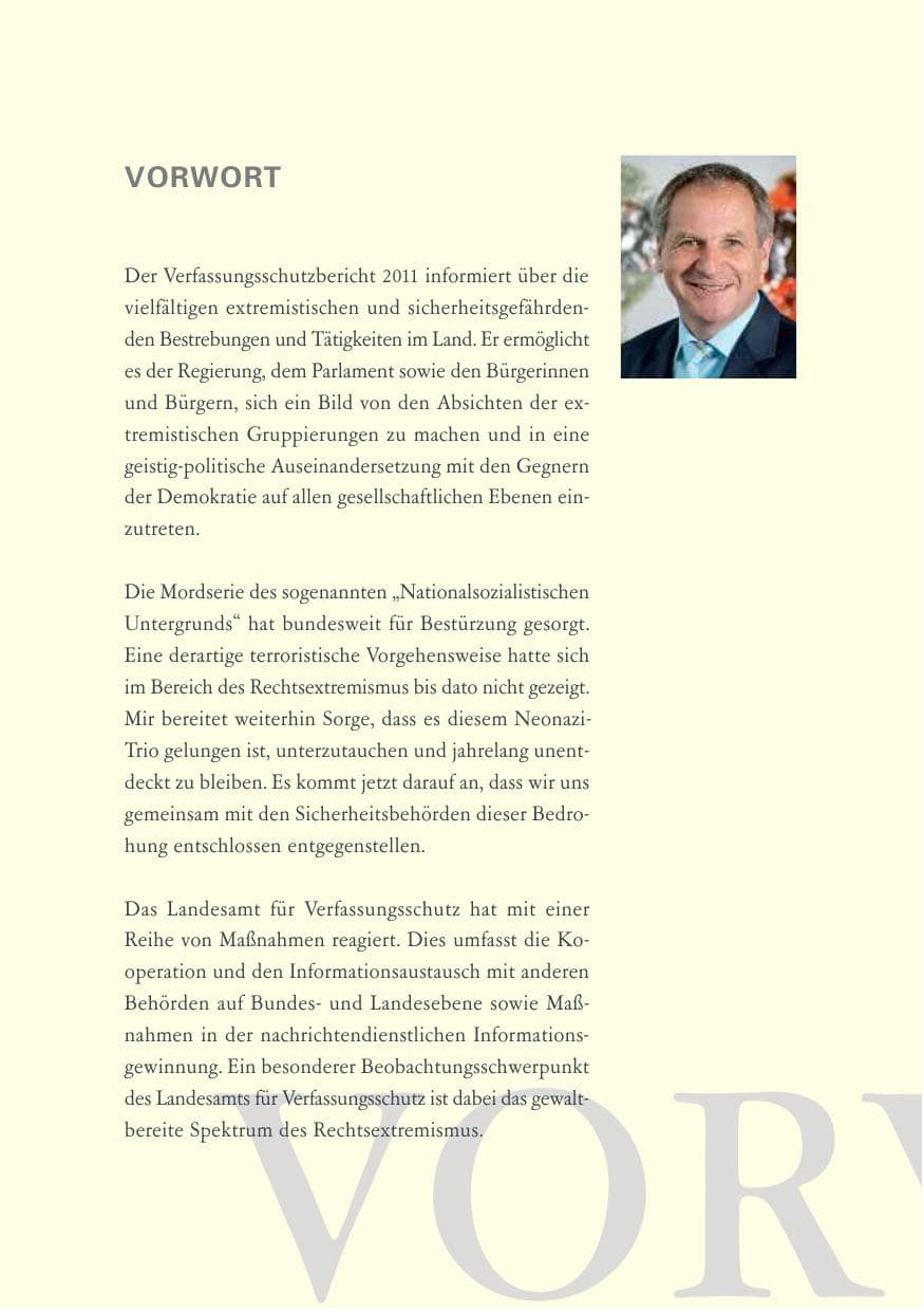 Seite 7 des Verfassungsschutzbericht 2011 Baden-Württemberg