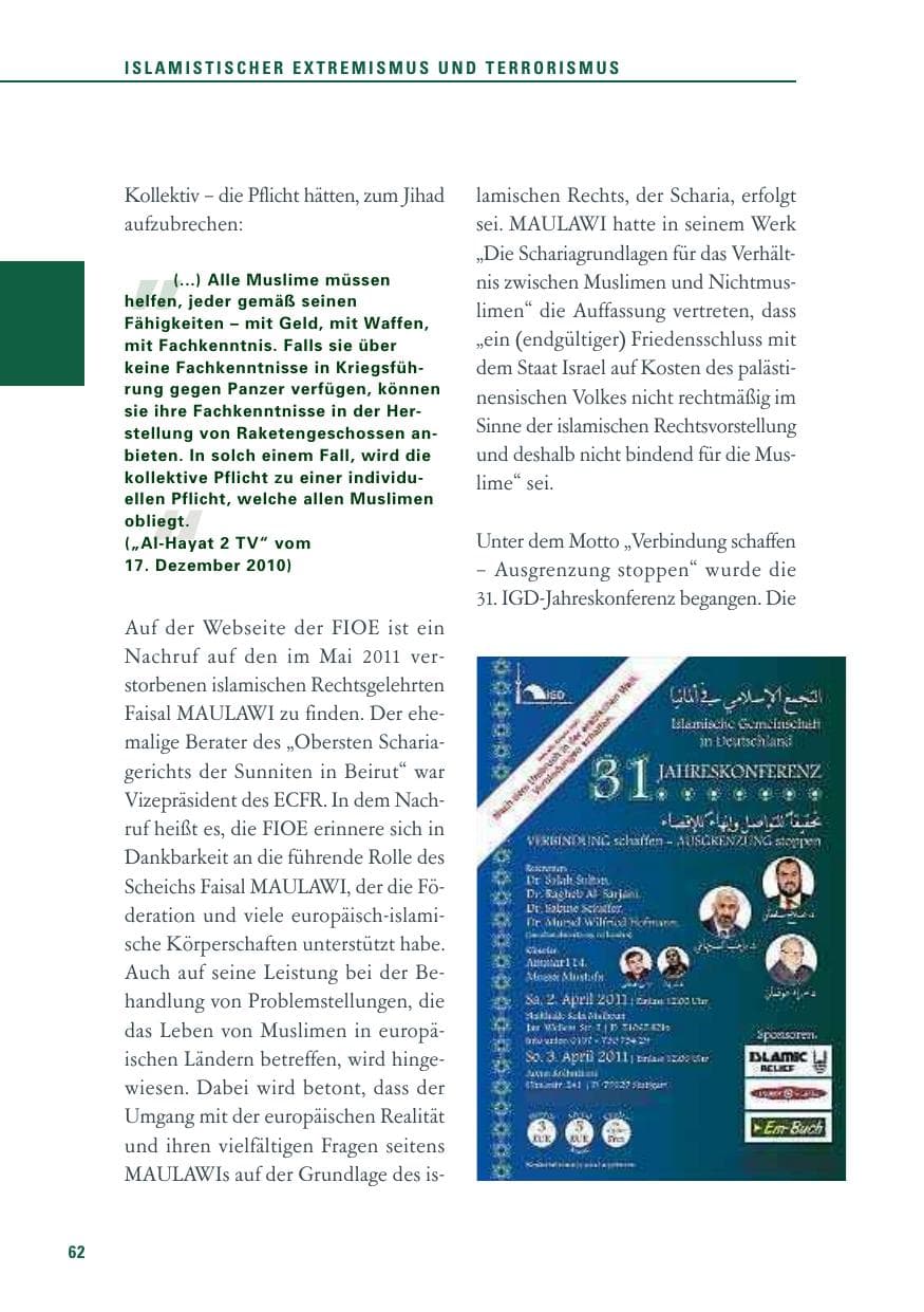 Seite 63 des Verfassungsschutzbericht 2011 Baden-Württemberg