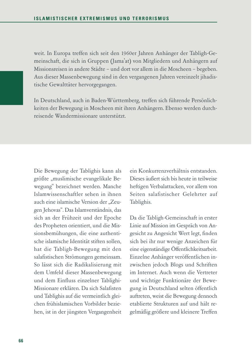 Seite 67 des Verfassungsschutzbericht 2011 Baden-Württemberg