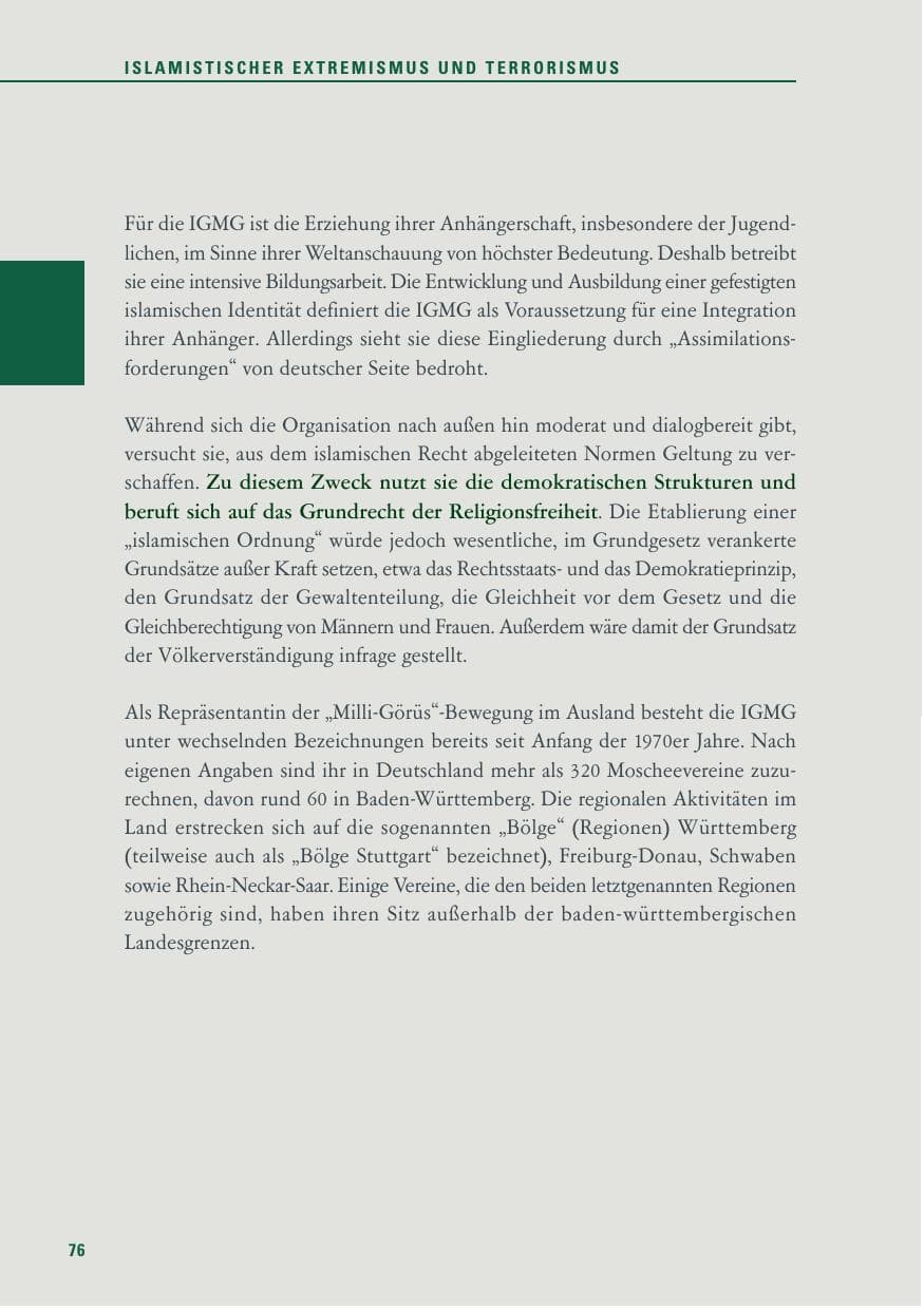 Seite 77 des Verfassungsschutzbericht 2011 Baden-Württemberg