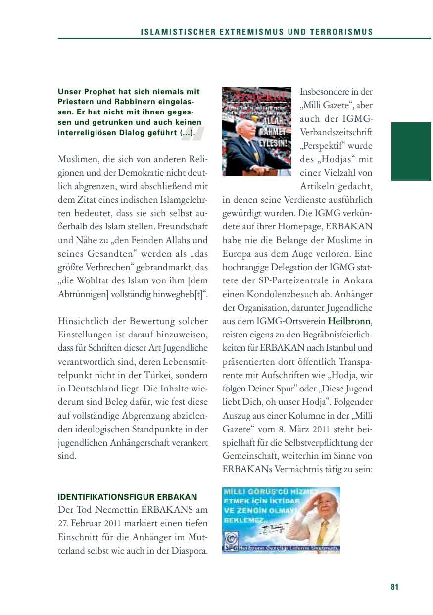 Seite 82 des Verfassungsschutzbericht 2011 Baden-Württemberg