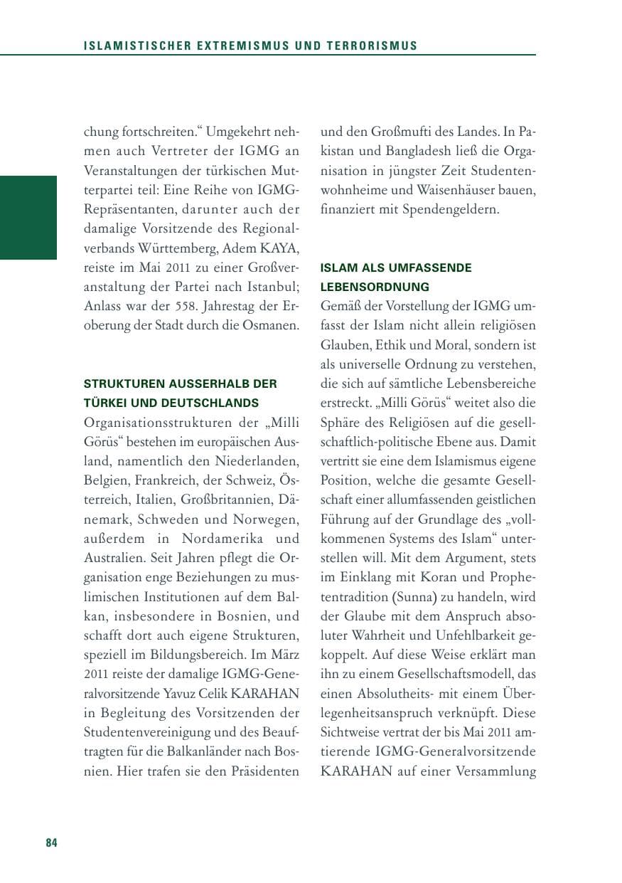 Seite 85 des Verfassungsschutzbericht 2011 Baden-Württemberg