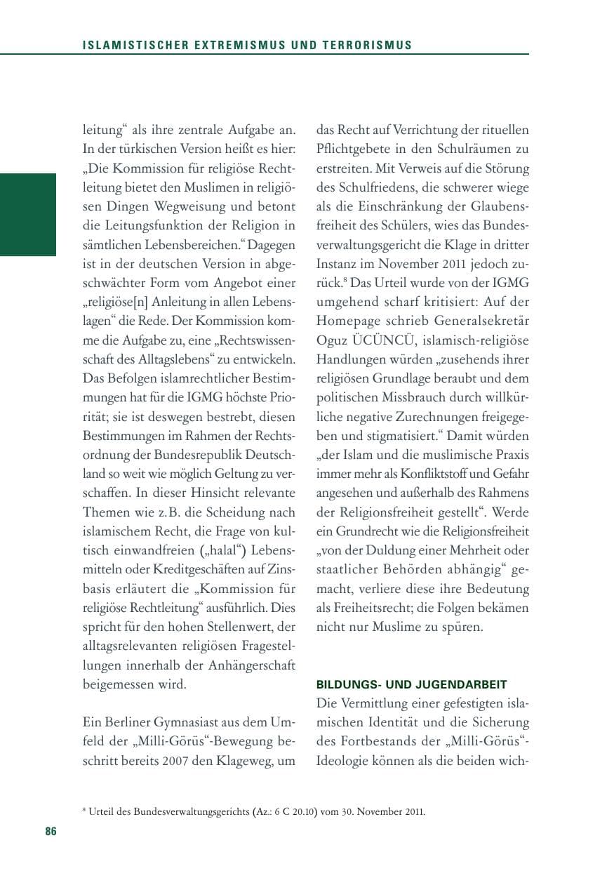 Seite 87 des Verfassungsschutzbericht 2011 Baden-Württemberg