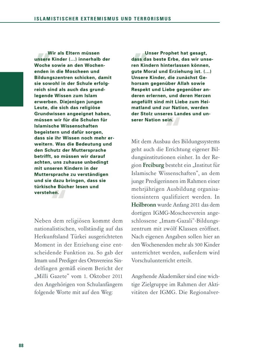Seite 89 des Verfassungsschutzbericht 2011 Baden-Württemberg