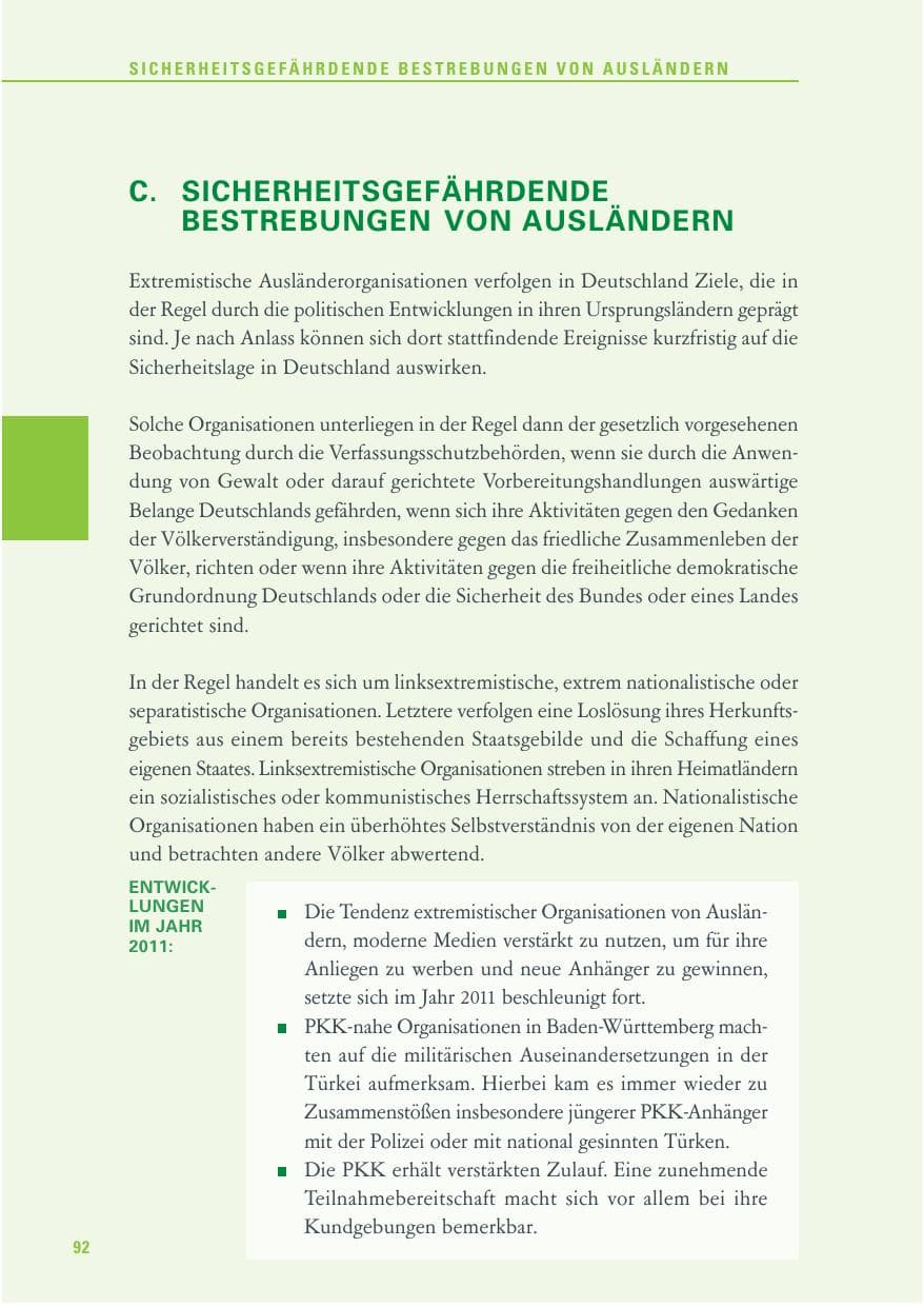Seite 93 des Verfassungsschutzbericht 2011 Baden-Württemberg