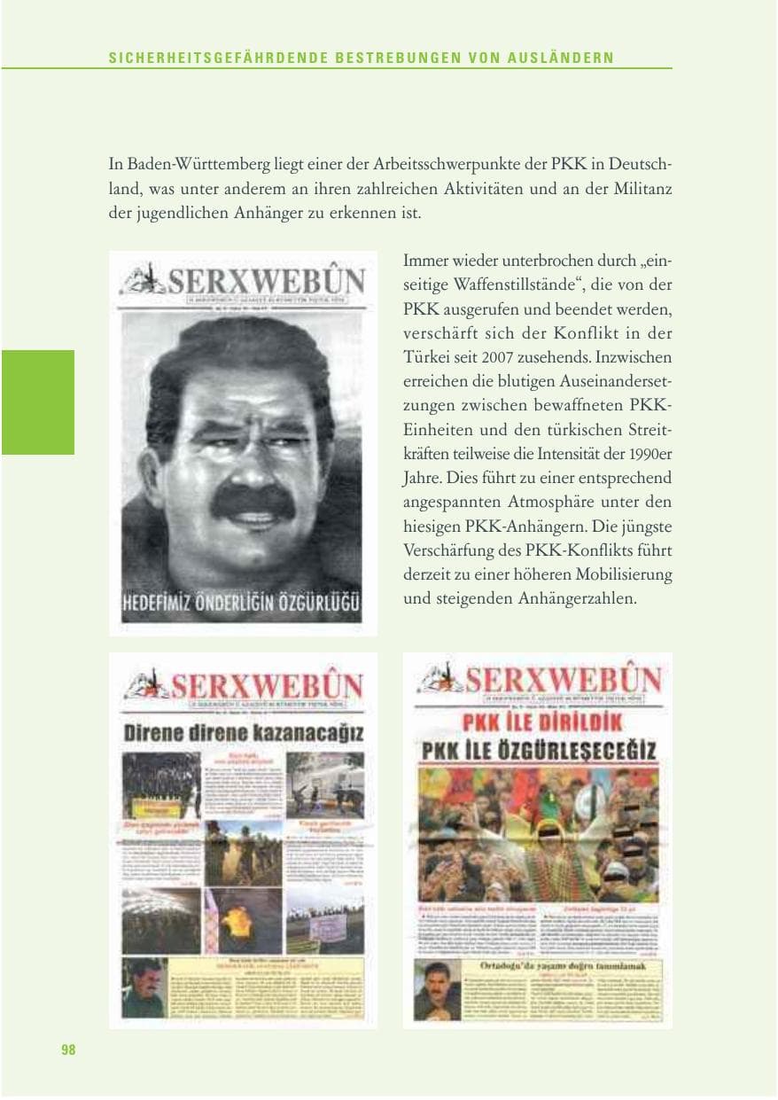 Seite 99 des Verfassungsschutzbericht 2011 Baden-Württemberg