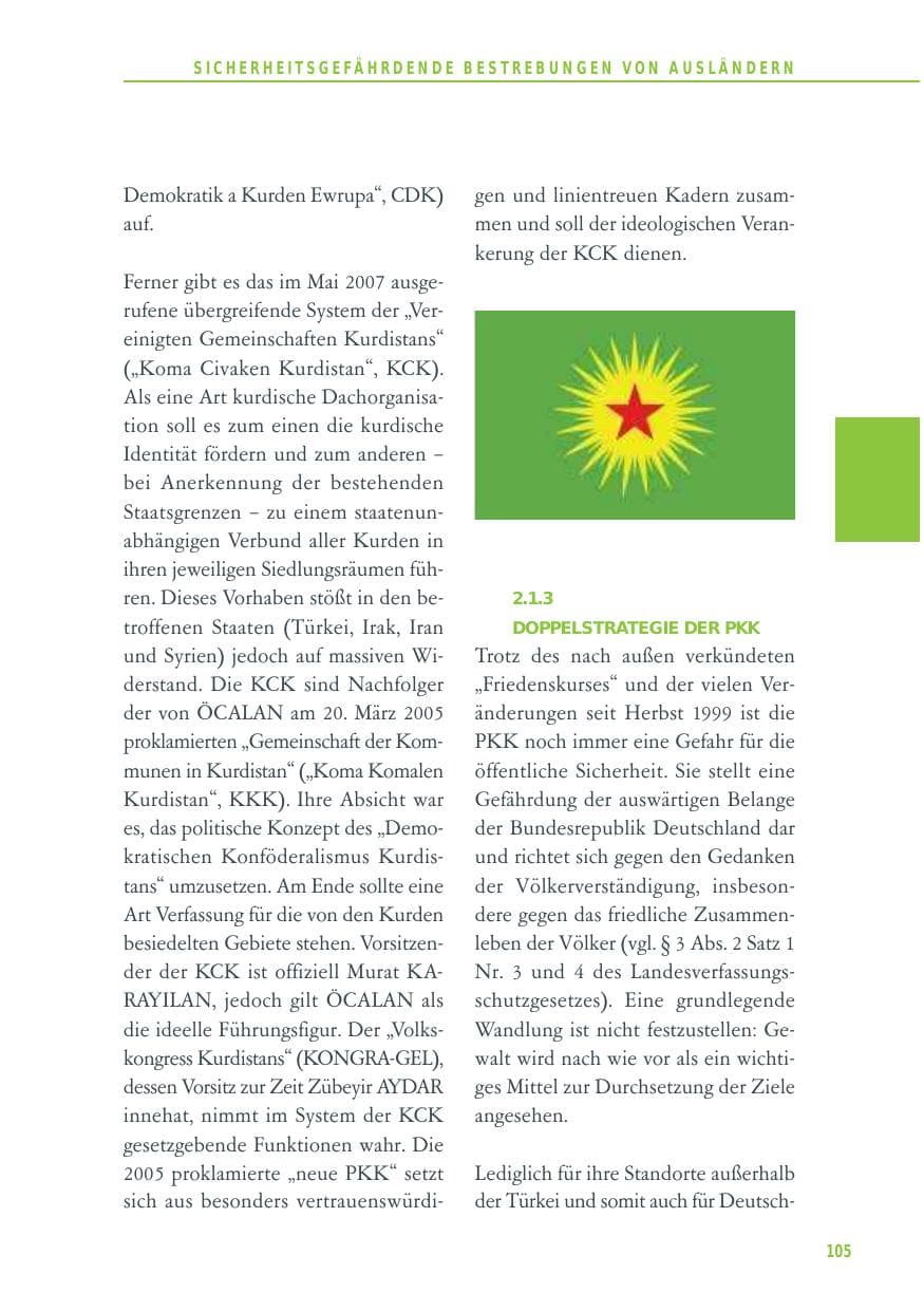 Seite 105 des Verfassungsschutzbericht 2012 Baden-Württemberg