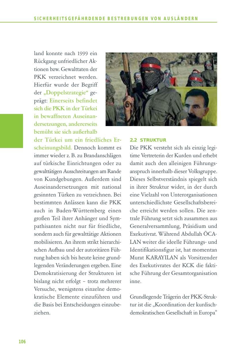 Seite 106 des Verfassungsschutzbericht 2012 Baden-Württemberg
