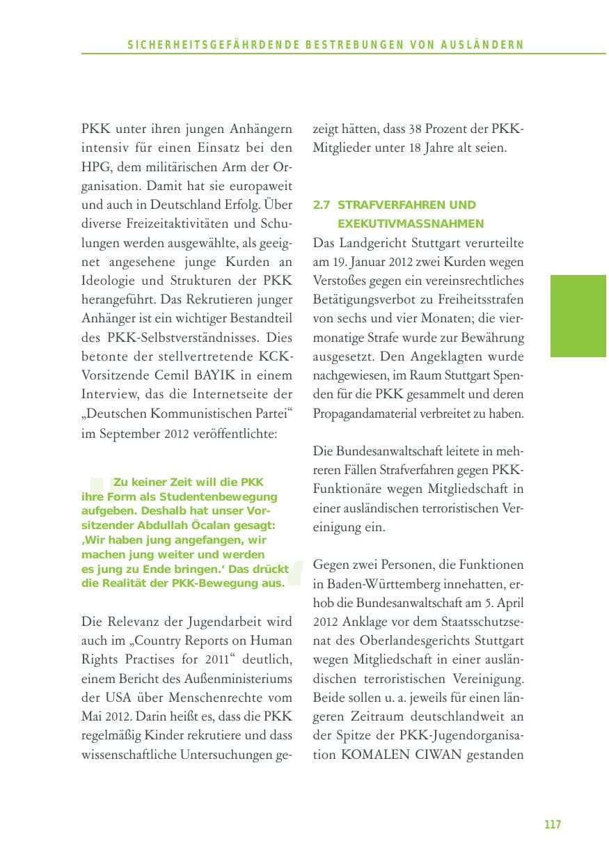 Seite 117 des Verfassungsschutzbericht 2012 Baden-Württemberg