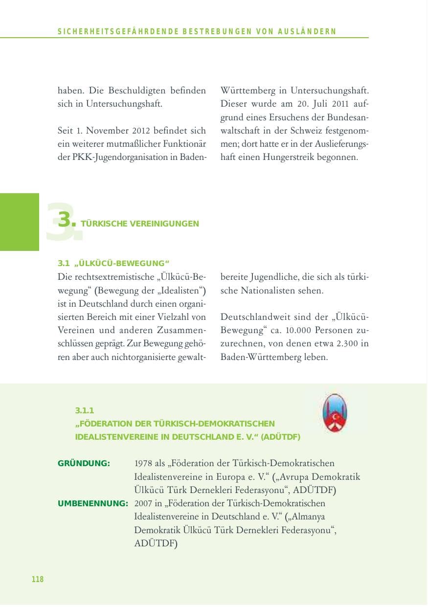Seite 118 des Verfassungsschutzbericht 2012 Baden-Württemberg