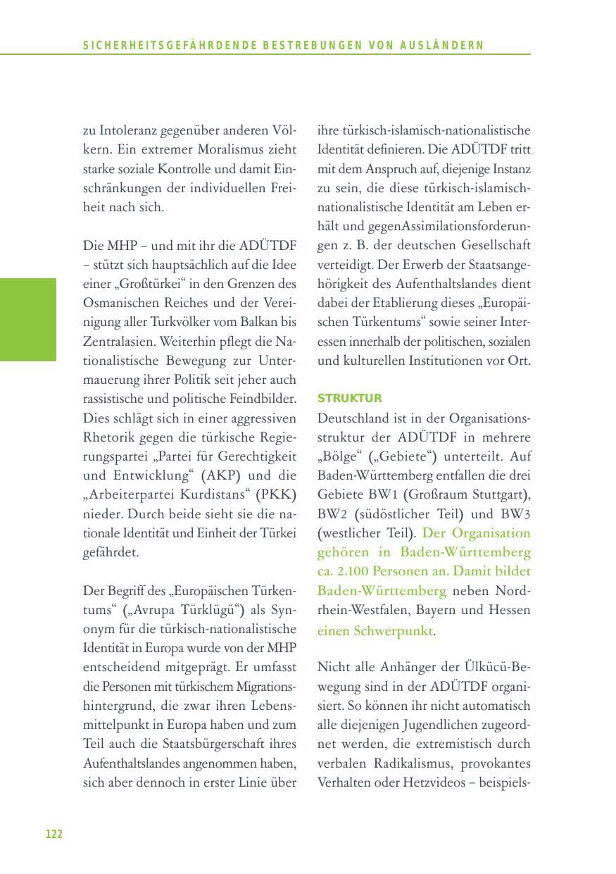 Seite 122 des Verfassungsschutzbericht 2012 Baden-Württemberg