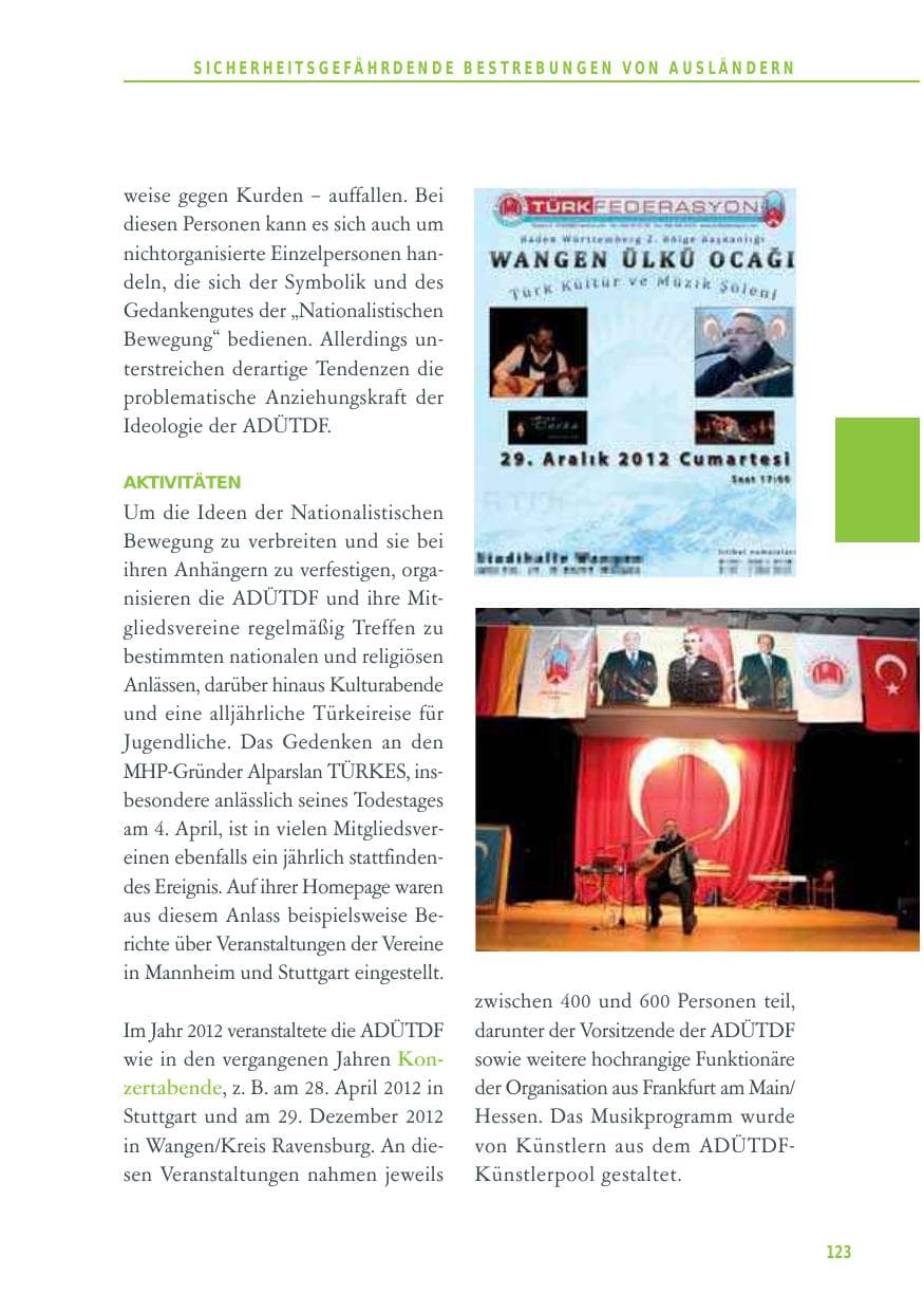 Seite 123 des Verfassungsschutzbericht 2012 Baden-Württemberg