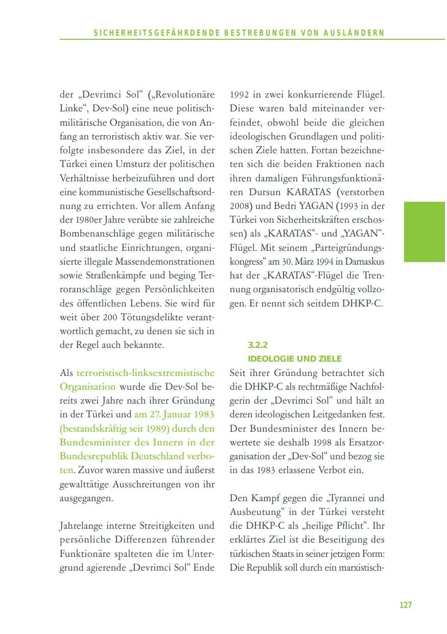 Seite 127 des Verfassungsschutzbericht 2012 Baden-Württemberg