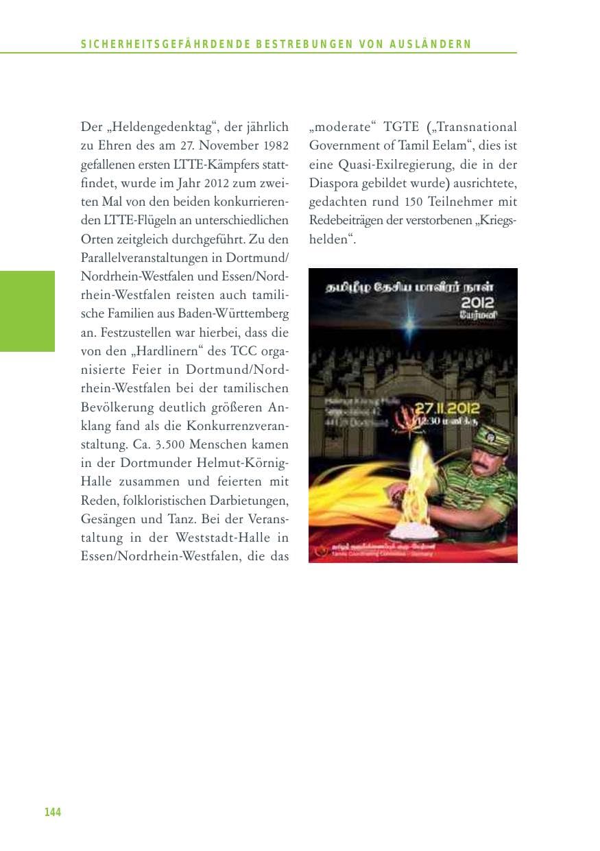 Seite 144 des Verfassungsschutzbericht 2012 Baden-Württemberg