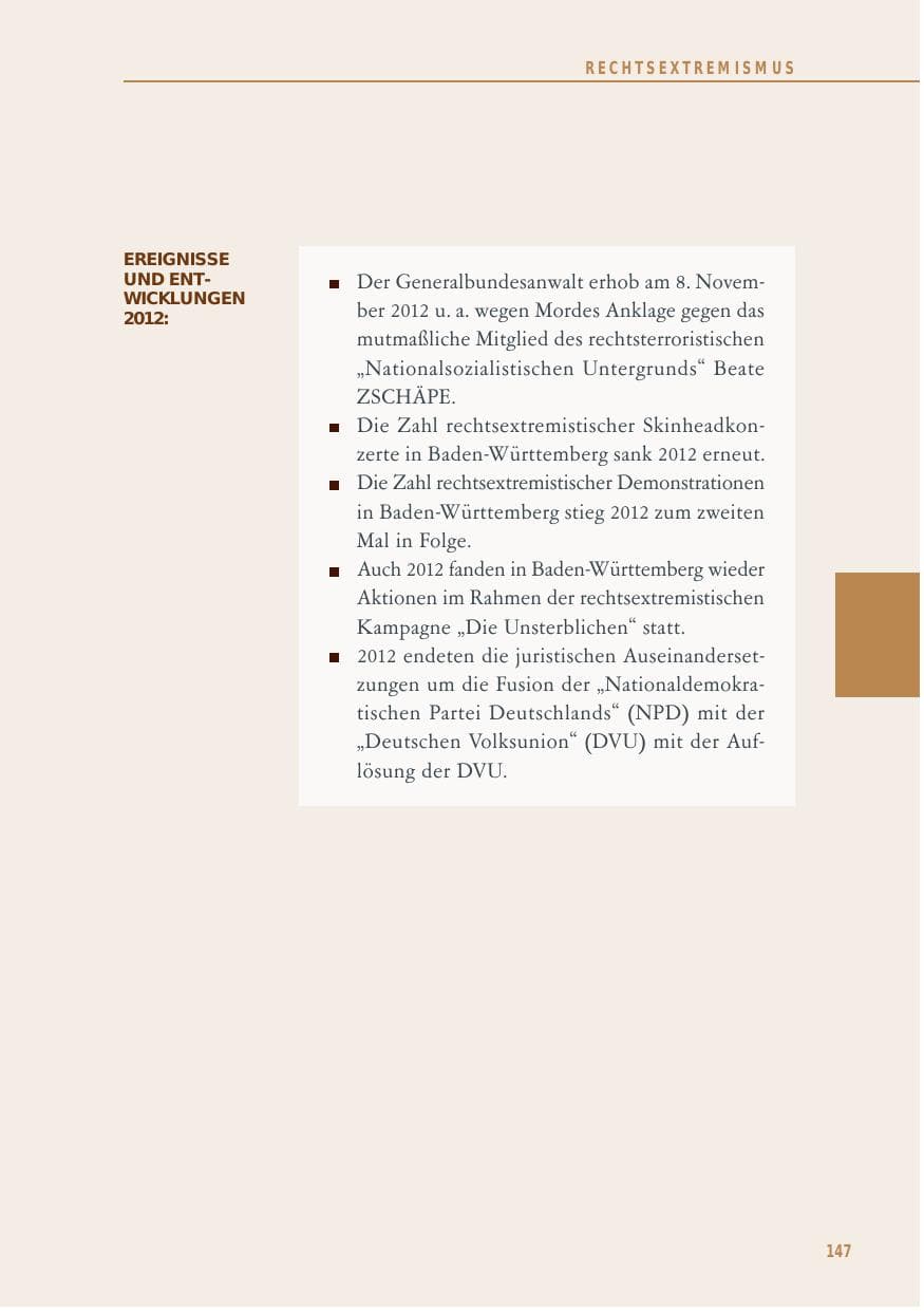 Seite 147 des Verfassungsschutzbericht 2012 Baden-Württemberg