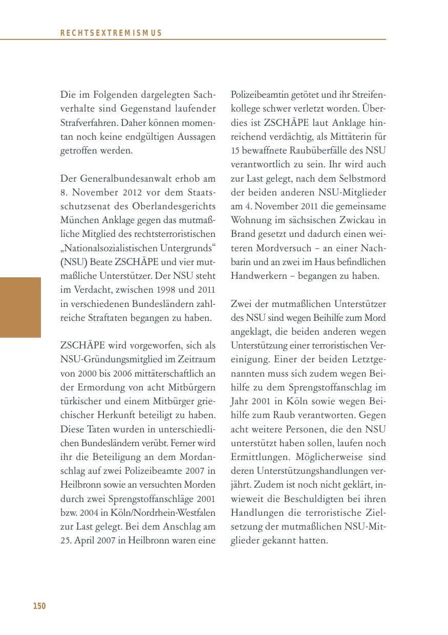 Seite 150 des Verfassungsschutzbericht 2012 Baden-Württemberg