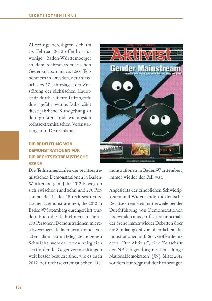 Seite 152 des Verfassungsschutzbericht 2012 Baden-Württemberg