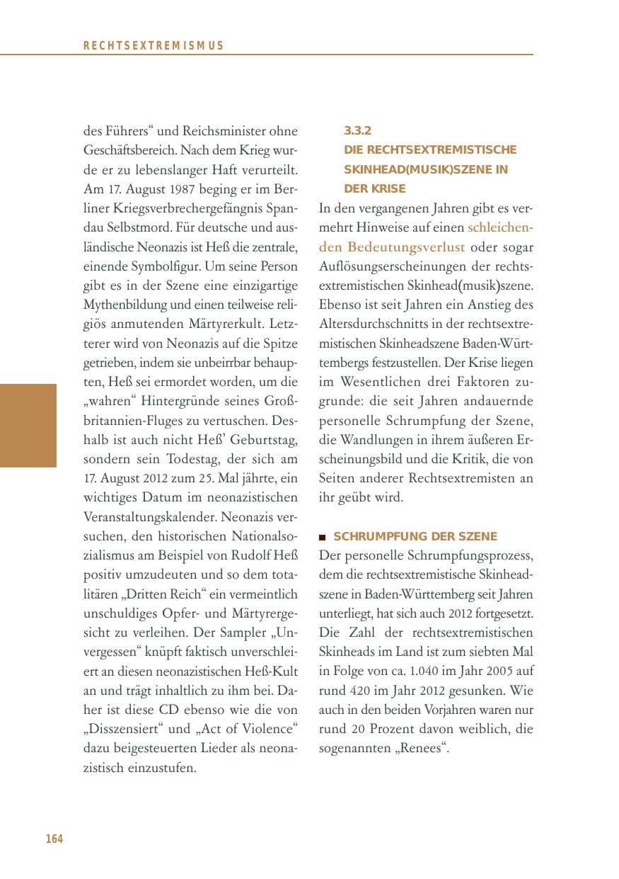 Seite 164 des Verfassungsschutzbericht 2012 Baden-Württemberg