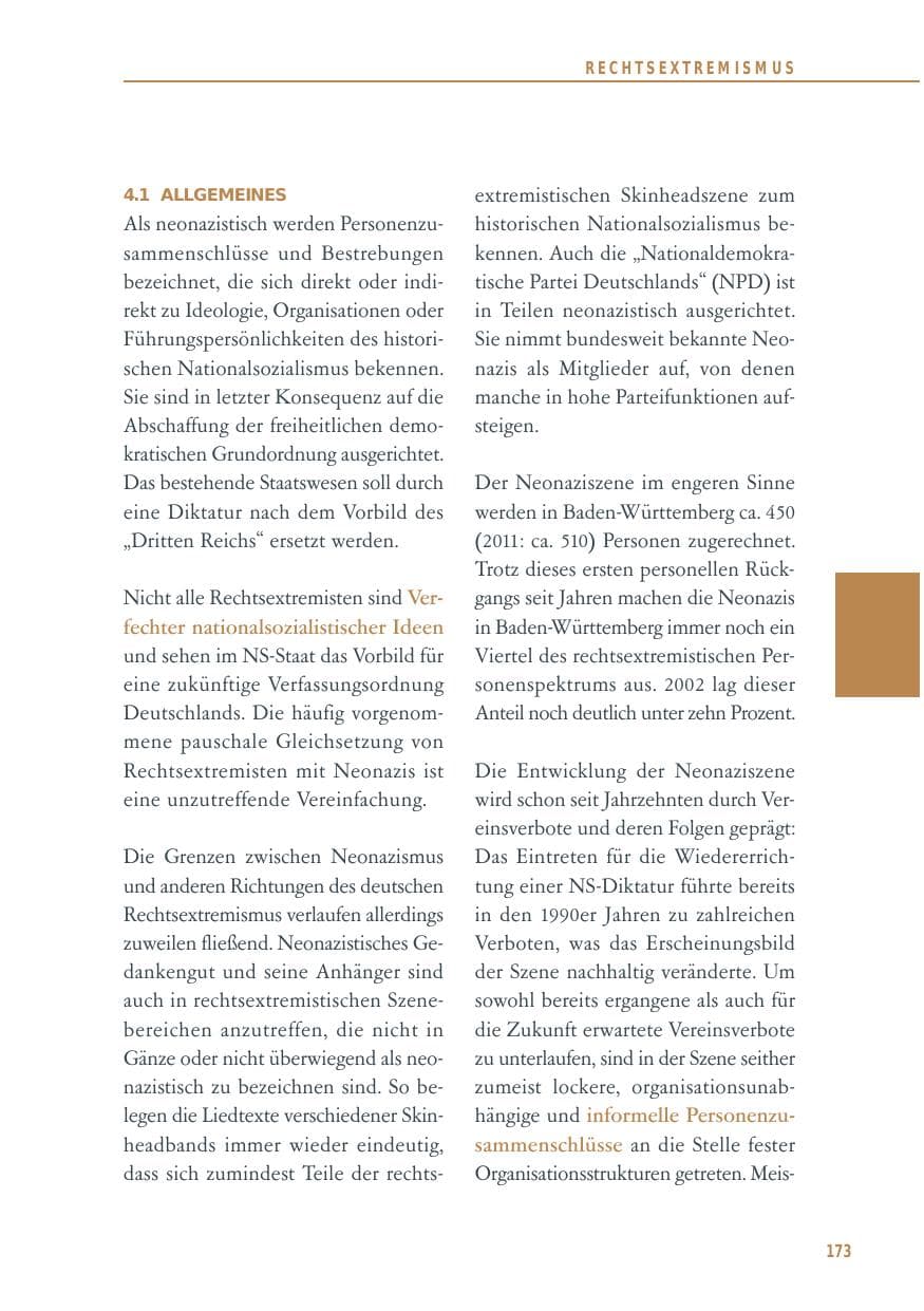 Seite 173 des Verfassungsschutzbericht 2012 Baden-Württemberg