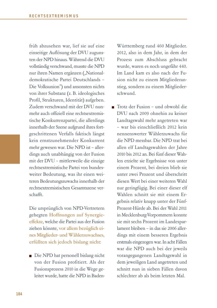 Seite 184 des Verfassungsschutzbericht 2012 Baden-Württemberg