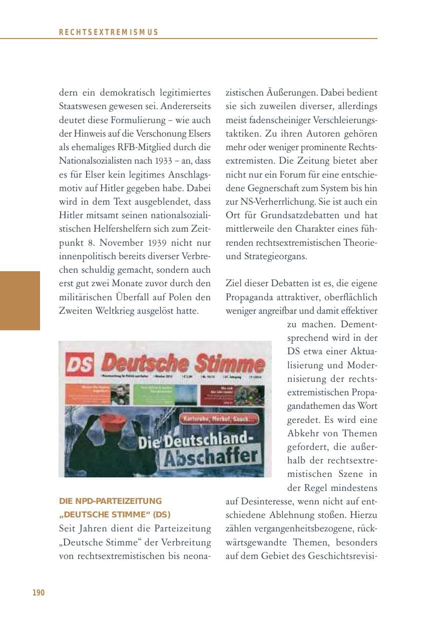 Seite 190 des Verfassungsschutzbericht 2012 Baden-Württemberg