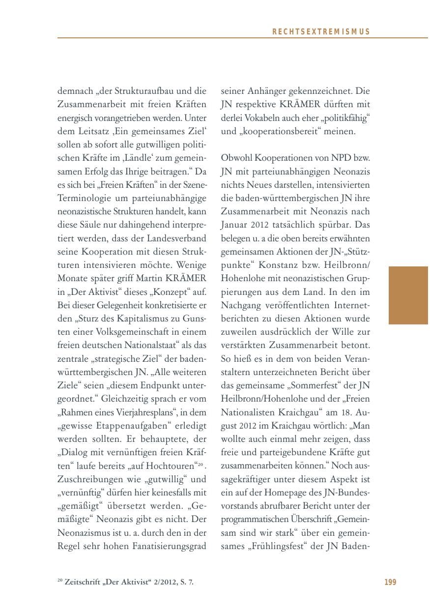 Seite 199 des Verfassungsschutzbericht 2012 Baden-Württemberg