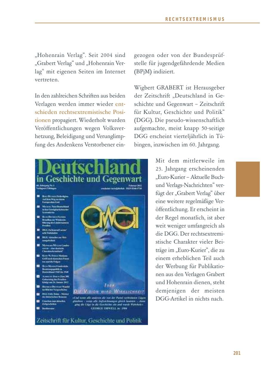 Seite 201 des Verfassungsschutzbericht 2012 Baden-Württemberg