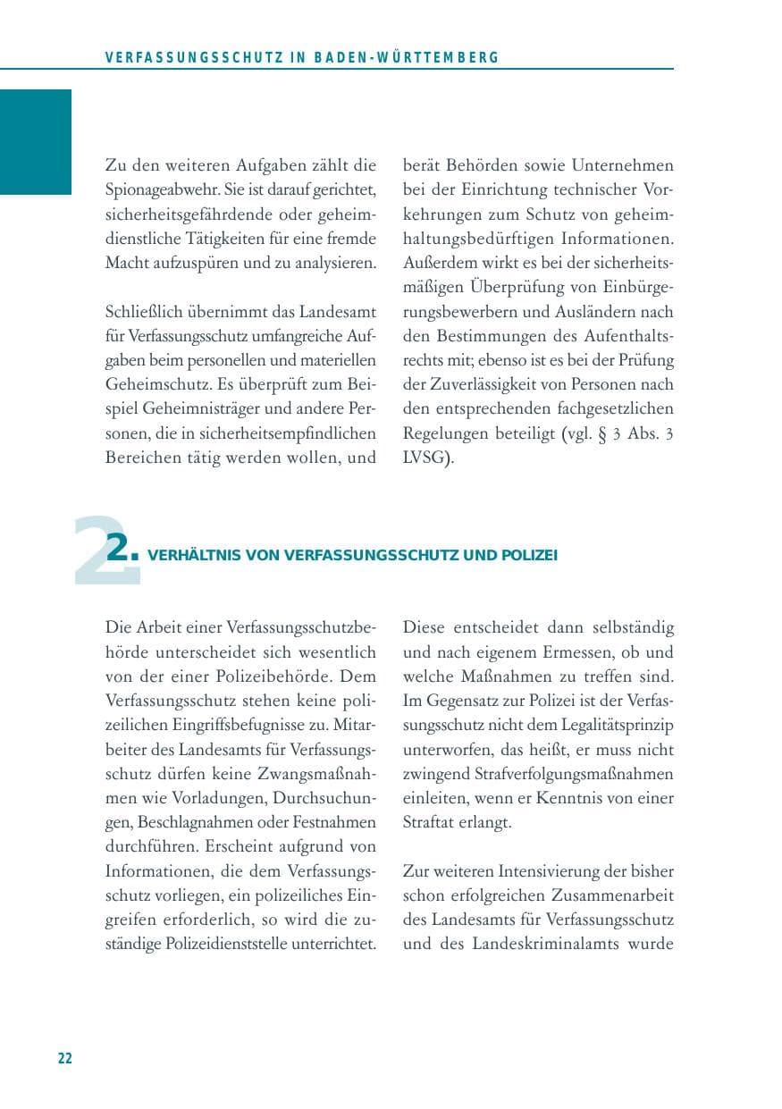 Seite 22 des Verfassungsschutzbericht 2012 Baden-Württemberg