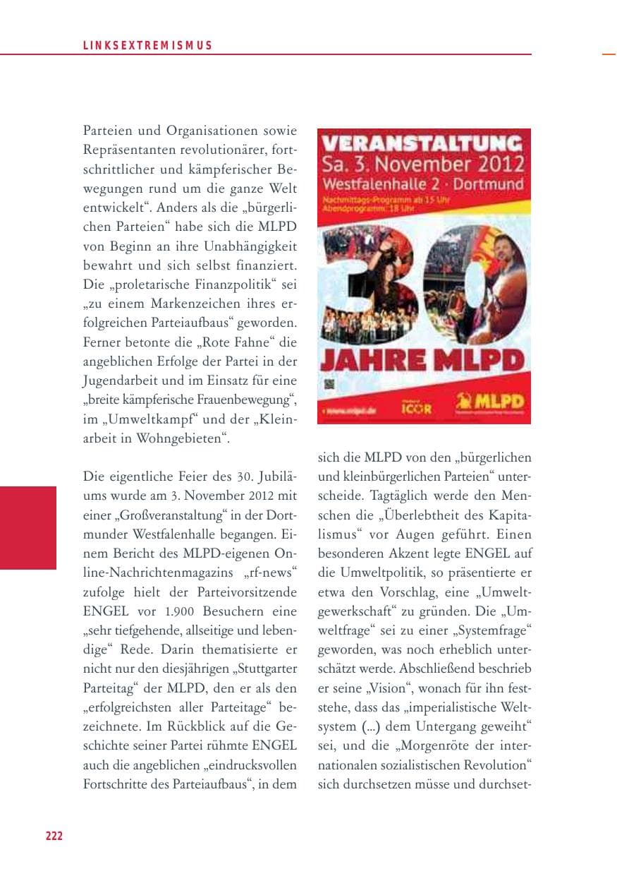 Seite 222 des Verfassungsschutzbericht 2012 Baden-Württemberg