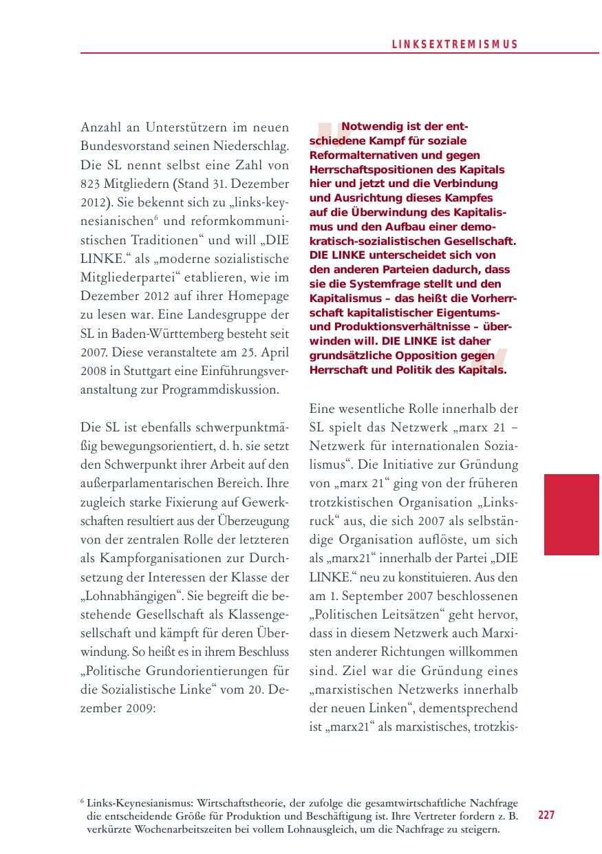 Seite 227 des Verfassungsschutzbericht 2012 Baden-Württemberg