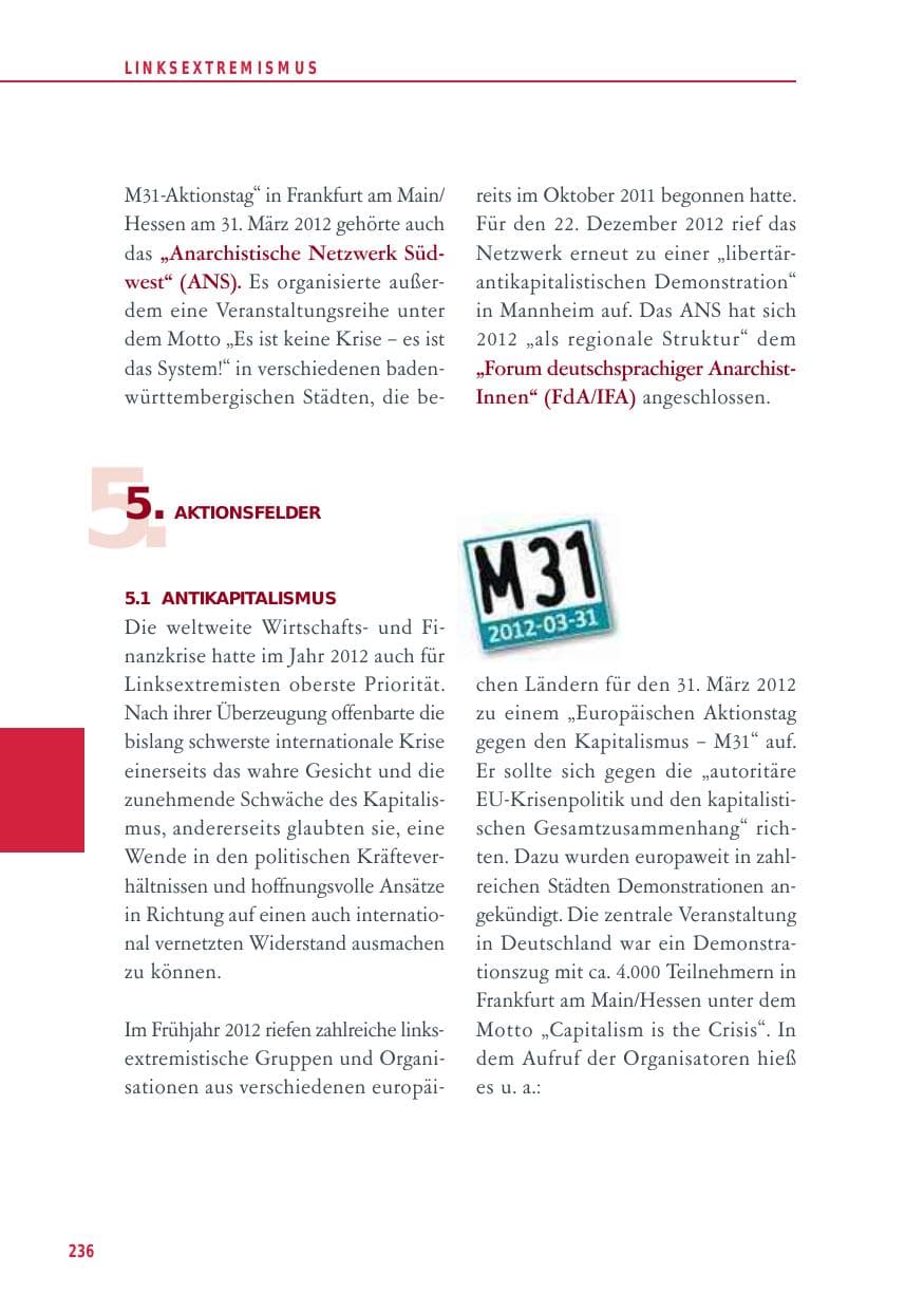 Seite 236 des Verfassungsschutzbericht 2012 Baden-Württemberg