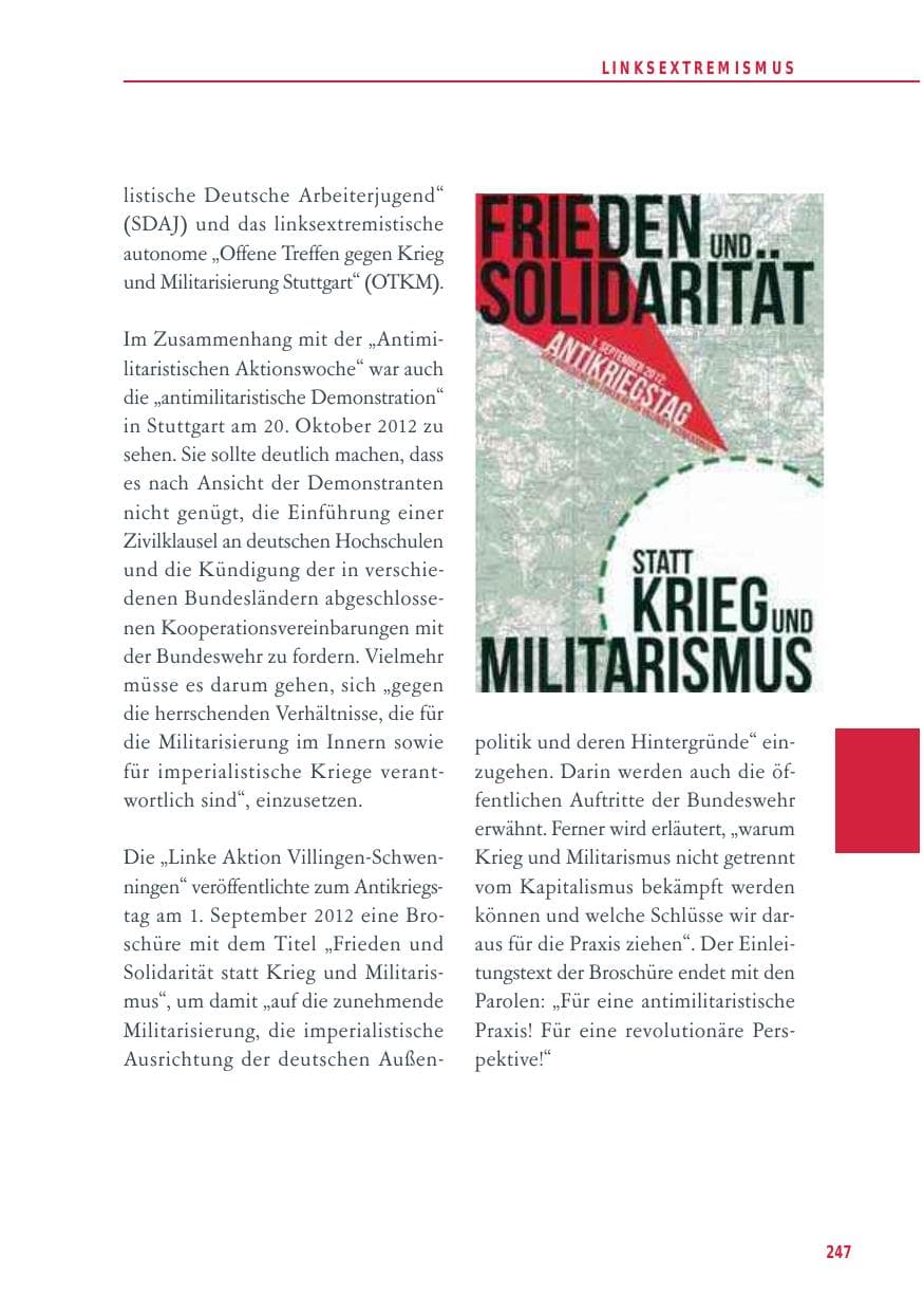 Seite 247 des Verfassungsschutzbericht 2012 Baden-Württemberg