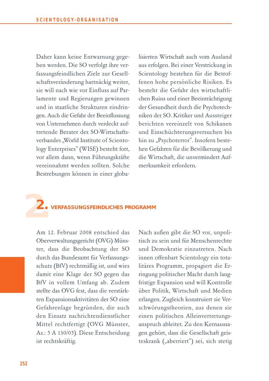Seite 252 des Verfassungsschutzbericht 2012 Baden-Württemberg