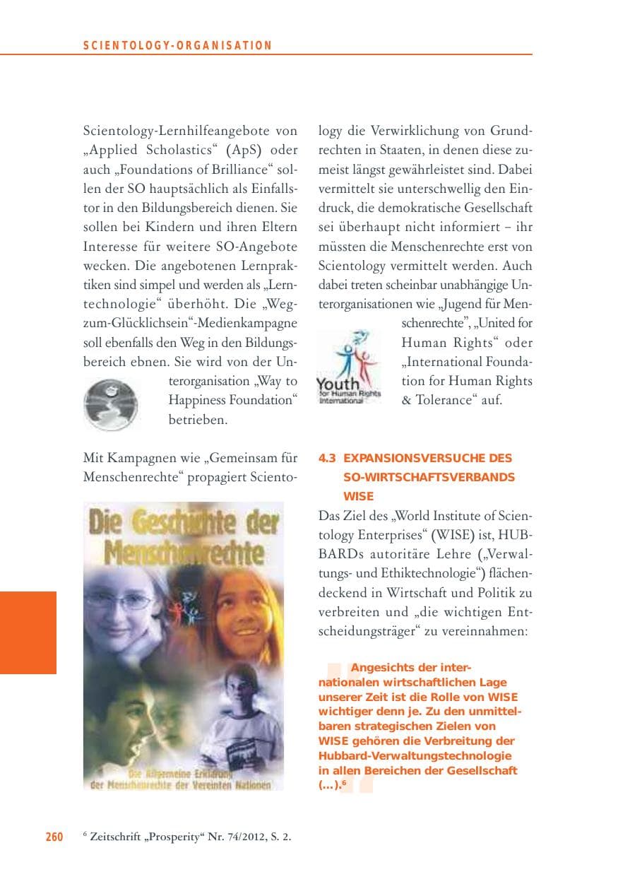 Seite 260 des Verfassungsschutzbericht 2012 Baden-Württemberg