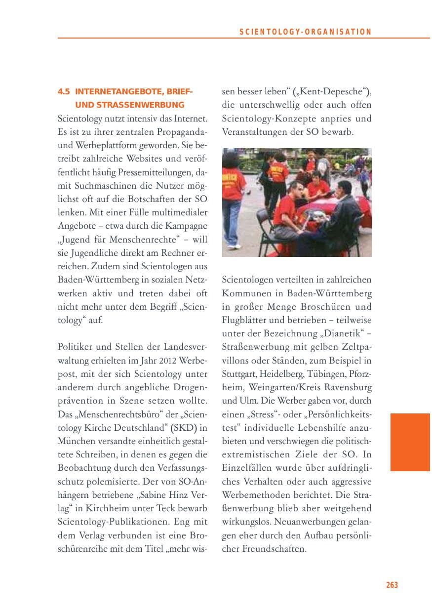 Seite 263 des Verfassungsschutzbericht 2012 Baden-Württemberg