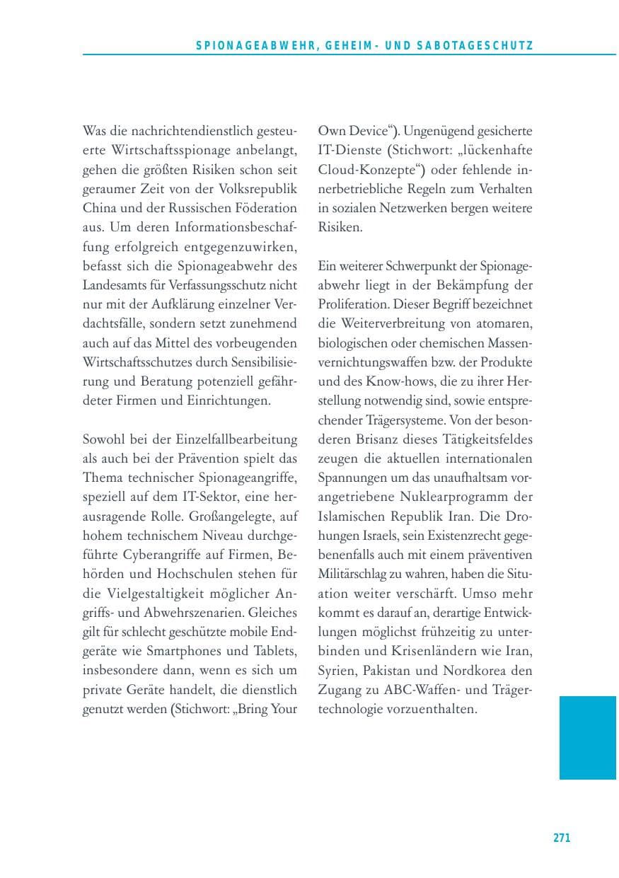 Seite 271 des Verfassungsschutzbericht 2012 Baden-Württemberg
