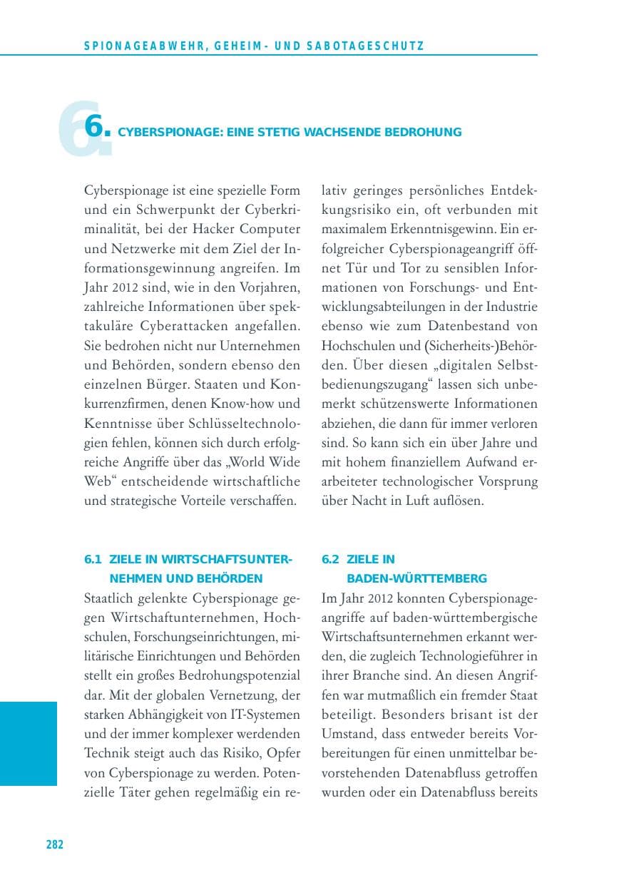 Seite 282 des Verfassungsschutzbericht 2012 Baden-Württemberg