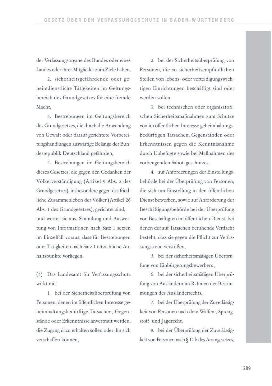 Seite 289 des Verfassungsschutzbericht 2012 Baden-Württemberg