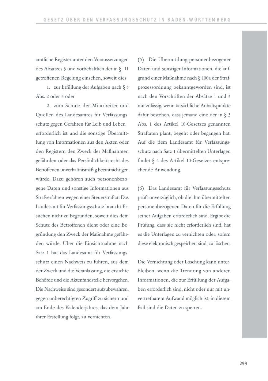 Seite 299 des Verfassungsschutzbericht 2012 Baden-Württemberg